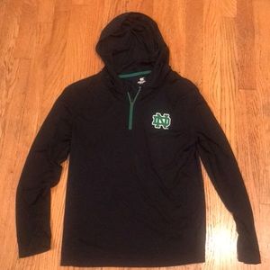Notre Dame 1/4 zip pullover long sleeve hooded shirt